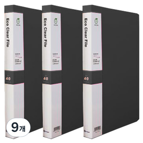 영오 인덱스 클리어파일 40p, 흑색, 9개