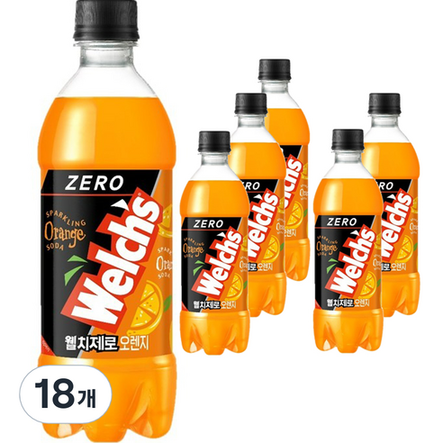 웰치 제로 오렌지 탄산음료, 18개, 500ml
