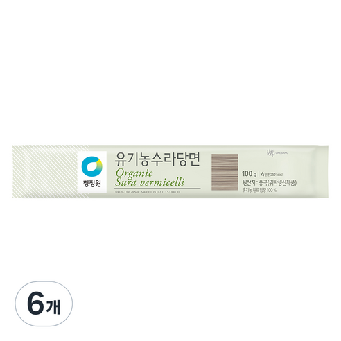청정원 유기농 수라당면, 100g, 6개