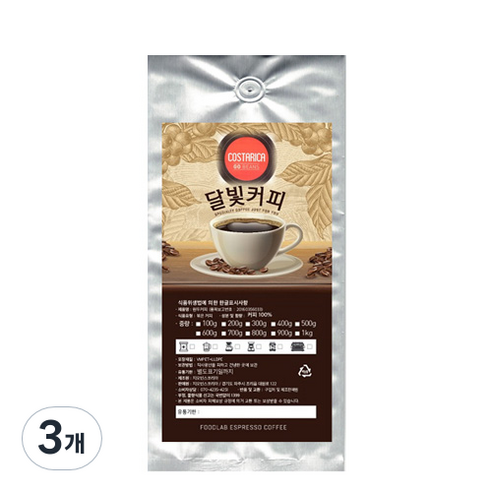 달빛커피 코스타리카 SHB 산타라우라, 프렌치프레스, 200g, 3개