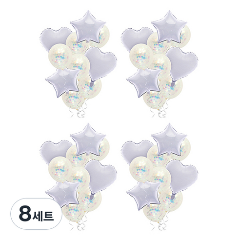블럭마트 돌잔치 하트 별풍선 파티풍선 생일풍선 세트, TYPE6, 8세트