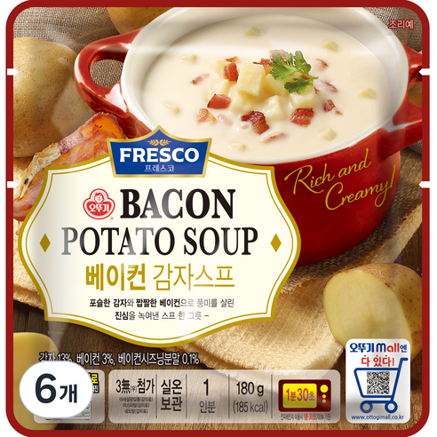 오뚜기 프레스코 베이컨 감자스프, 180g, 6개