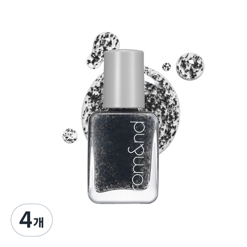 롬앤 무드 페블 네일 컬러 매니큐어 7ml, 00 크런키 블랙, 7g, 4개