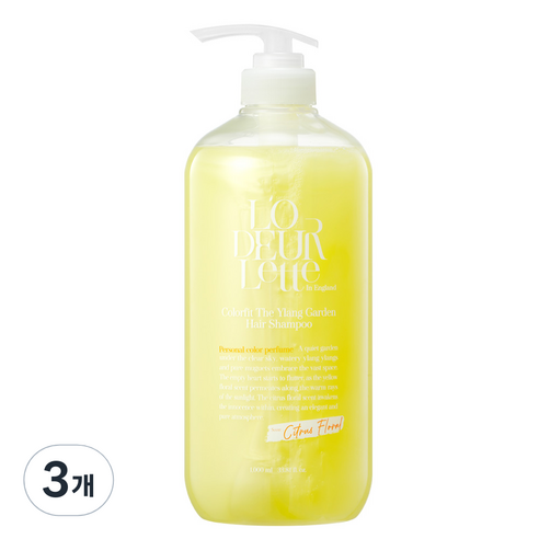 로더렛 컬러 핏 더 일랑 가든 헤어 샴푸 시트러스 플로러 향, 1000ml, 3개