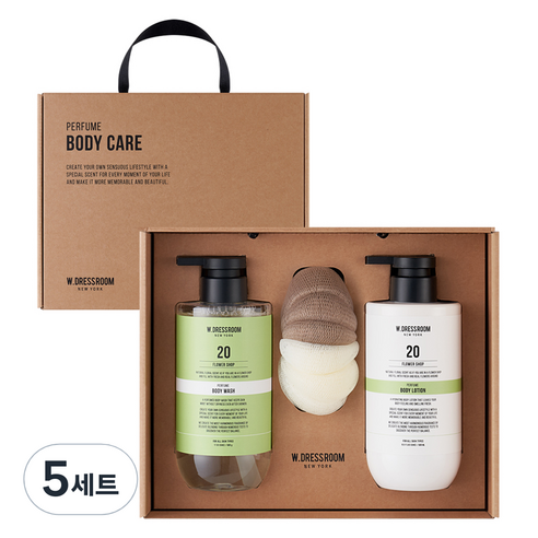 더블유드레스룸 퍼퓸 바디케어 No.20 플라워샵 선물 바디워시 + 바디로션 + 샤워볼 세트, 5세트