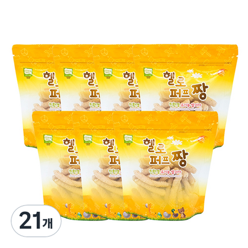 짱죽 헬로퍼프짱 유기농 쌀과자 21g, 단호박, 21개