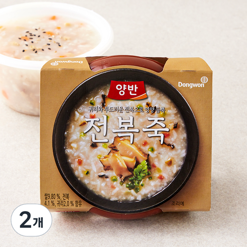 양반 듬뿍 전복죽 (냉장), 287.5g, 2개