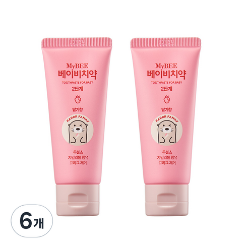 마이비 베이비치약 2단계 딸기향, 50g, 6개