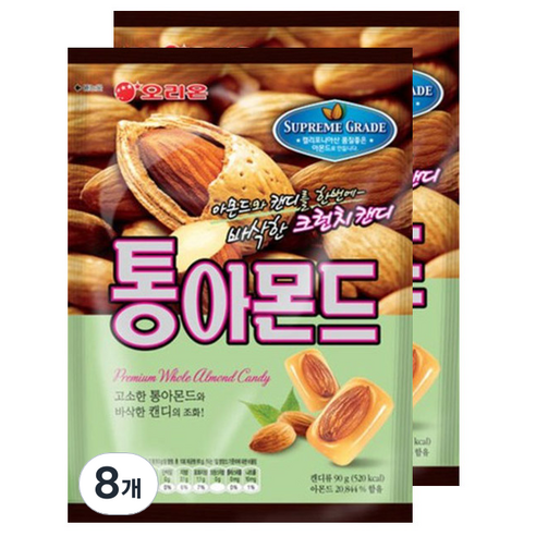 오리온 통아몬드 캔디, 90g, 8개