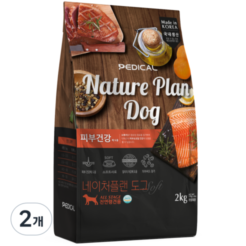 네이처플랜 강아지 소프트사료 피부건강 4p, 2개, 2kg, 오리