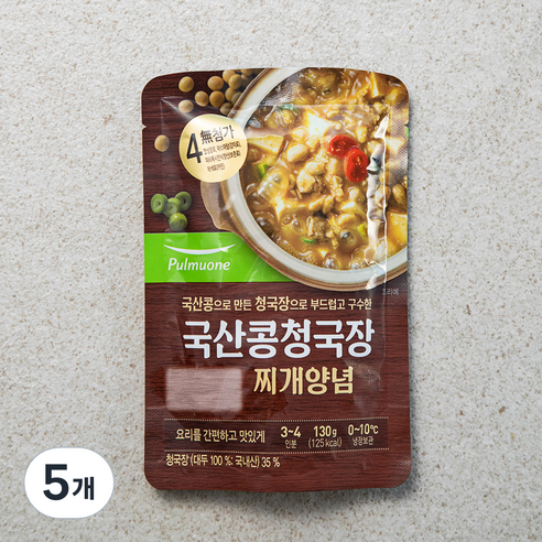 풀무원 국산콩 청국장 찌개양념, 130g, 5개