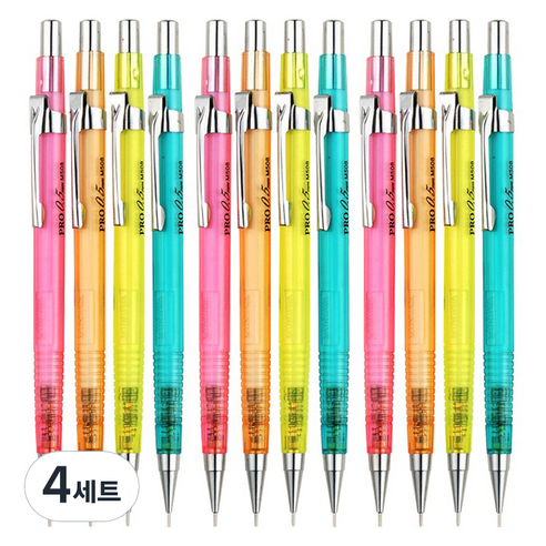 문화연필 제도 샤프 형광 4종 x 3p 세트, 0.5mm, 4세트