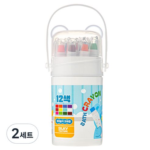 탐사 곰돌이 케이스 목욕놀이 욕실 크레용 펜, 12색, 2세트