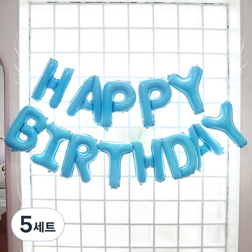 이베이비랜드 셀프 백일상 생일 은박 풍선 세트, 하늘, 5세트