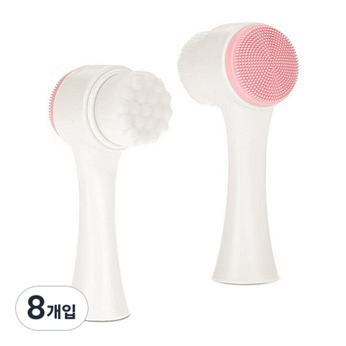 쉬매료 페이스 클렌징 양면 모공 브러쉬, 핑크, 8개