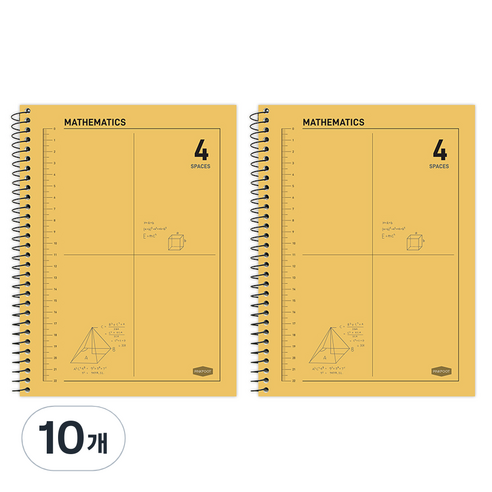 핑크풋 3000 4분할 수학 연습장, 옐로우, 10개