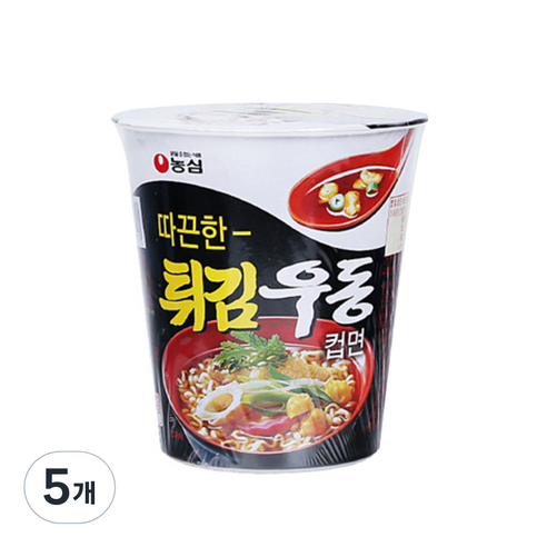 농심 튀김우동 컵면, 62g, 5개