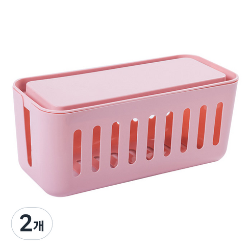 마켓플랜 비비드 휴대폰 거치 멀티탭 정리함, 핑크, 2개