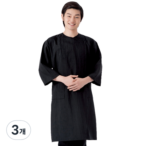 라인 와샤 손님 가운, 블랙(LN151), 3개