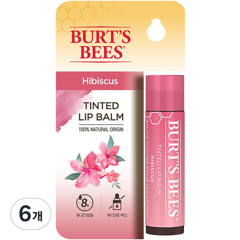 버츠비 틴티드 립밤, 히비스커스, 6개, 4.25g