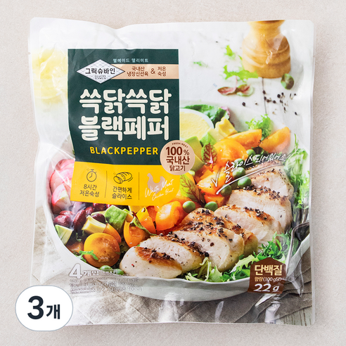 그릭슈바인 쓱닭쓱닭 블랙페퍼 4개입, 3개, 400g