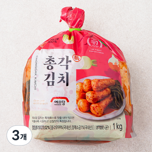 예소담 특 총각김치, 1kg, 3개