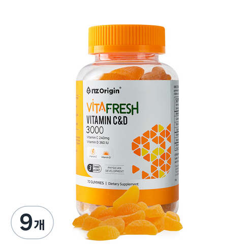 엔젯오리진 비타프레쉬 비타민 C 앤 D 3000 꾸미, 70정, 9개
