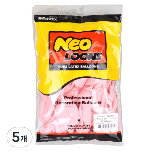 네오룬스 라운드 파스텔 매트 풍선 30cm x 50p, 핑크, 5개