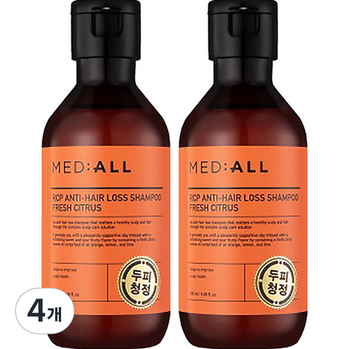 메디올 알시피 안티로스 두피청정 탈모완화 샴푸 시트러스, 100ml, 4개
