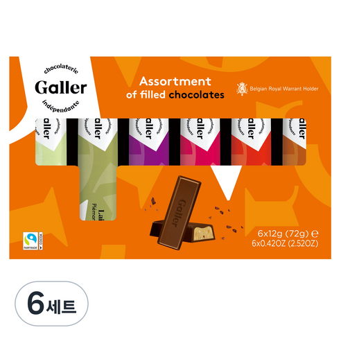 갤러 기프트박스 초콜릿 미니바 6p, 72g, 6세트