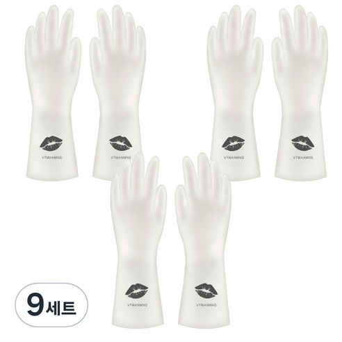 리즈제이니 라텍스 고무장갑 M, 05 반투명 립 마크, 중(M), 9세트