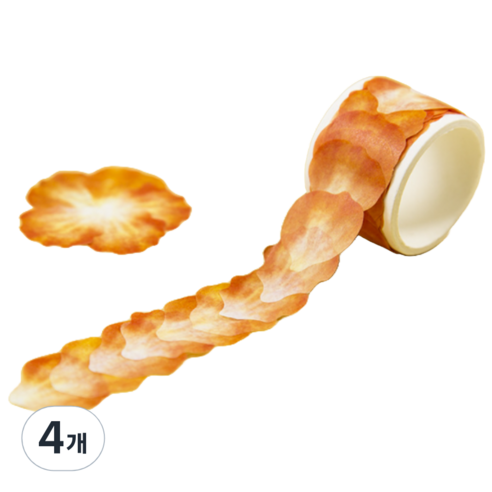 푸트로랩 콜라주 꽃잎 쌓인 테이프 30 x 30 mm 80p, 오렌지색, 4개