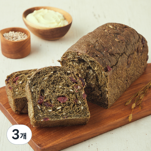 브로드카세 발효종 쑥크렌베리 통밀식빵, 490g, 3개