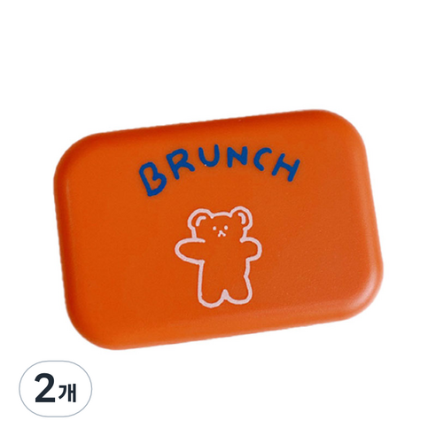 브랜드미 귀여운 곰 렌즈케이스, 오렌지 베어, 2개