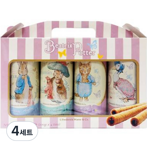 TTT 피터래빗 웨이퍼 롤 4종 세트, 초코 + 카푸치노 + 쿠키앤크림 + 바닐라, 4세트