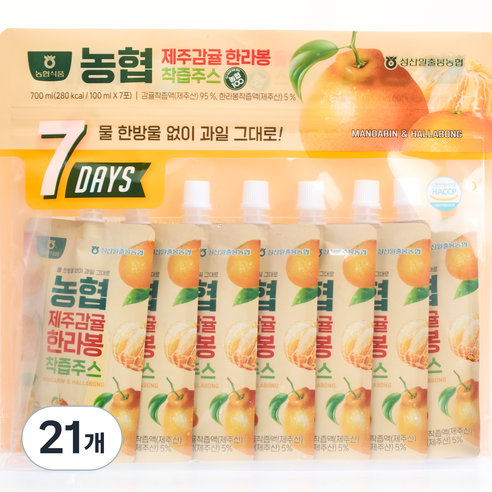 농협 제주감귤 한라봉 착즙주스, 100ml, 21개
