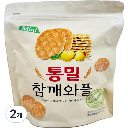 고소한 참깨와 향긋한 버터가 듬뿍 통밀 참깨와플, 2개, 200g