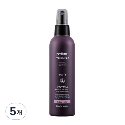 아브카 퍼퓸 대용량 바디 미스트 베이비파우더향, 200ml, 5개