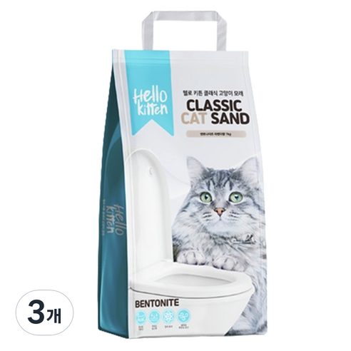 헬로키튼 고양이 응고형 벤토나이트 모래, 7kg, 3개, 라벤더향