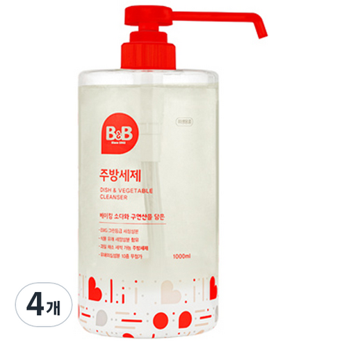 비앤비 용기형 주방세제, 1000ml, 4개