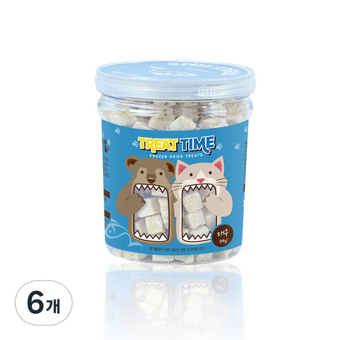 트릿타임 강아지 동결건조간식, 6개, 대구트릿, 55g