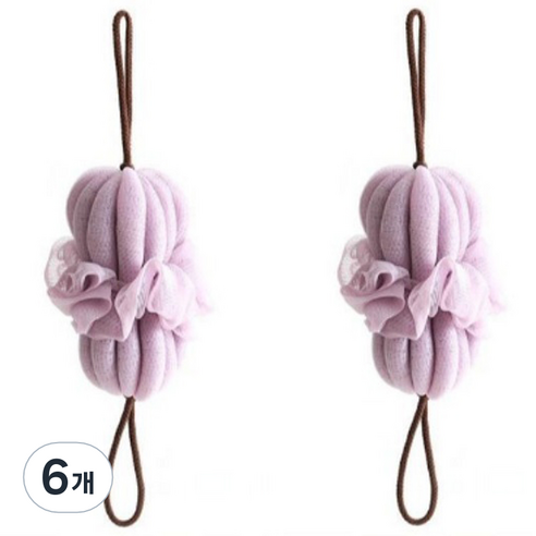 쭉쭉 늘어나는 플라워 슬링 샤워볼 때수건, 퍼플, 1개입, 6개