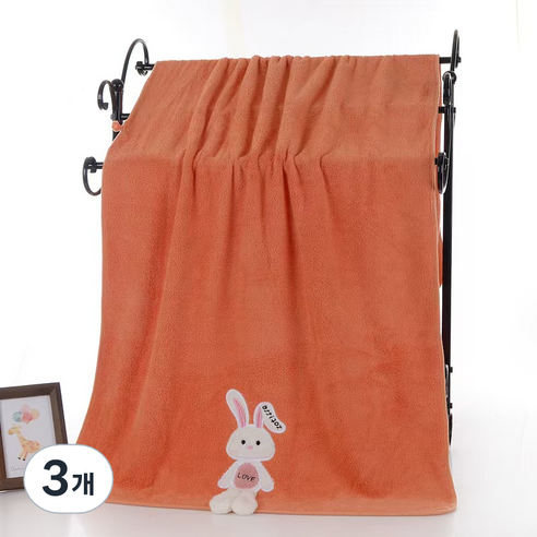 원이네 사랑스러운 토끼 바스타월 300g, 오렌지, 3개