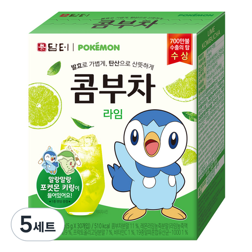 담터 포켓몬 콤부차 라임, 5g, 30개입, 5개