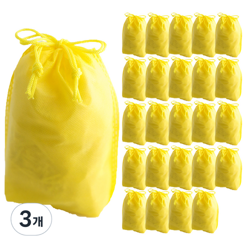 부직포 복주머니 더스트백 20 x 27 cm 25p, 옐로, 3개
