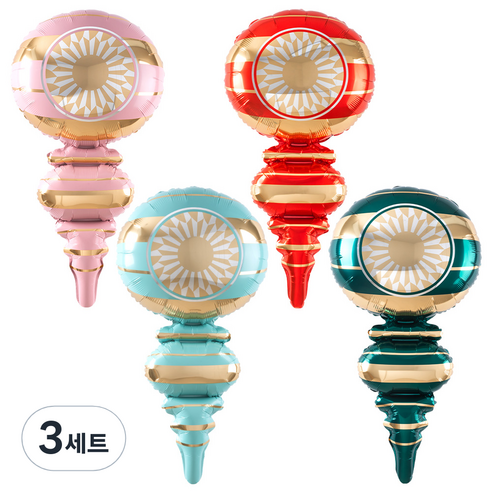 조이파티 은박풍선 크리스마스 오너먼트 80cm 4종 세트, 핑크+레드+블루+그린, 3세트