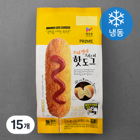목우촌 프라임 모짜렐라 크리스피 핫도그 (냉동), 90g, 5개입, 3개