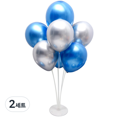 와우파티코리아 풍선꽂이세트, 크롬블루 실버, 2세트