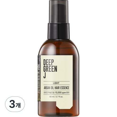 제이숲 딥그린제이 아르간 오일 헤어 에센스 라이트, 80ml, 3개
