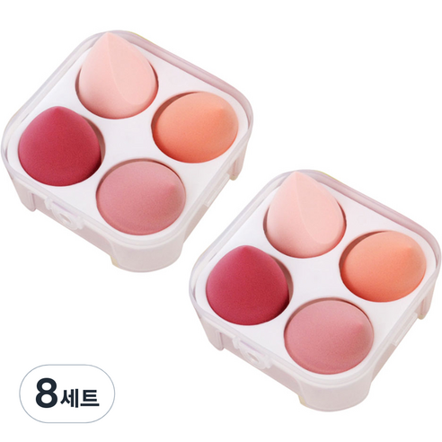 지앤와이 파스텔 물방울 퍼프 4p 케이스 세트, 8세트, 핑크